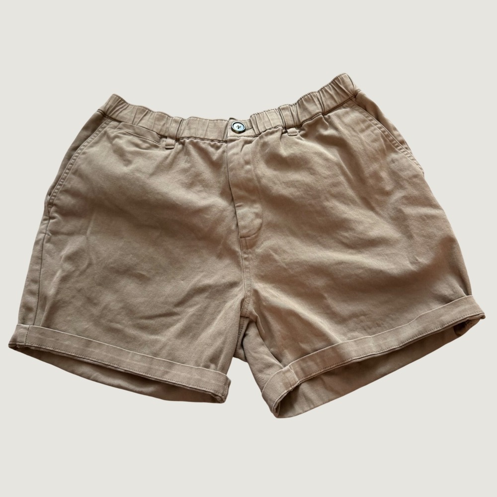 Cove Chino Shorts 32 Elastic Waist Cotton Twill Casual Khaki Tan Brown